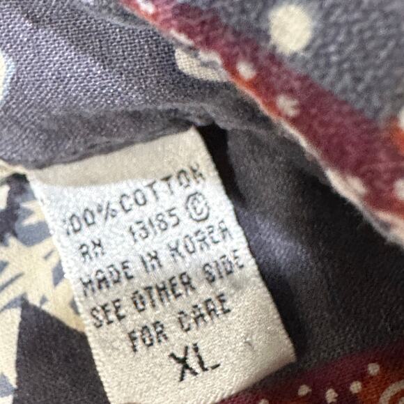 Pierre Cardin Shirt Mens XL Orange Gray All Over Print Hawaiian Button Up Cotton - Picture 8 of 8